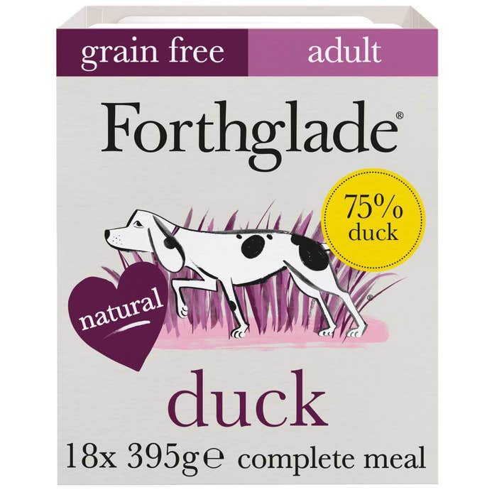 Forthglade Grain Free Natural Wet Dog Food - Duck 18x395g Trays