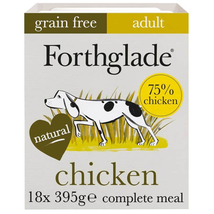 Forthglade Grain Free Natural Wet Dog Food - Chicken 18x395g Trays