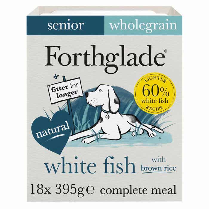 Forthglade Wholegrain Natural Wet Senior Dog Food - White Fish 18x395g Trays