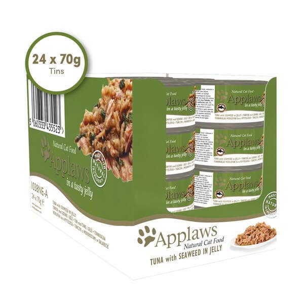 Applaws Natural Wet Cat Food - Tuna with Seaweed In Jelly 24x70g