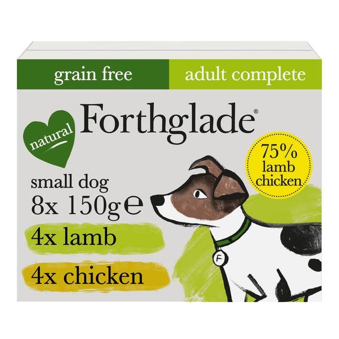 Forthglade Grain Free Natural Small Breed Dog Wet Food Variety Pack - 8x150g Trays Lamb/Chicken