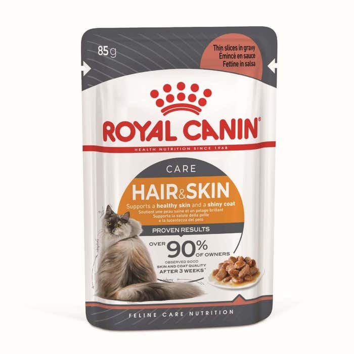 Royal Canin Care - Hair and Skin Wet Cat Food in Gravy 12x85g Pouches