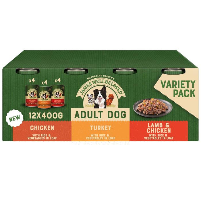 James Wellbeloved Adult Dog Wet Food - Variety Pack 12x400g Cans