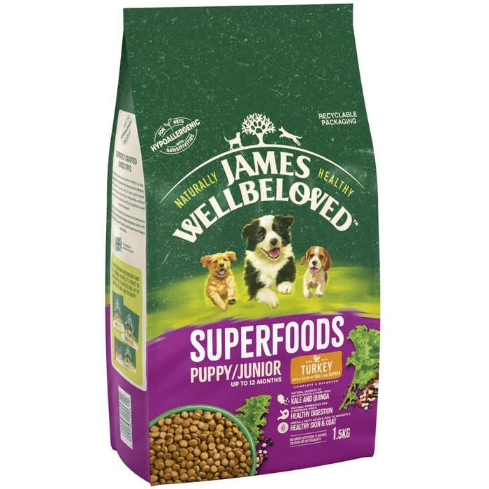 James Wellbeloved Superfoods Puppy/Junior Dry Food - Turkey with Kale and Quinoa 1.5kg
