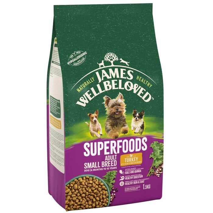 James Wellbeloved Superfoods Adult Small Breed Dog Dry Food - Turkey with Kale and Quinoa 1.5kg