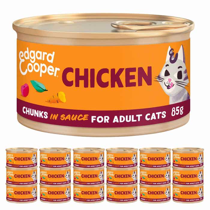 Edgard & Cooper Adult Wet Cat Food Chicken Chunks in Sauce 18x85g Cans | Animed