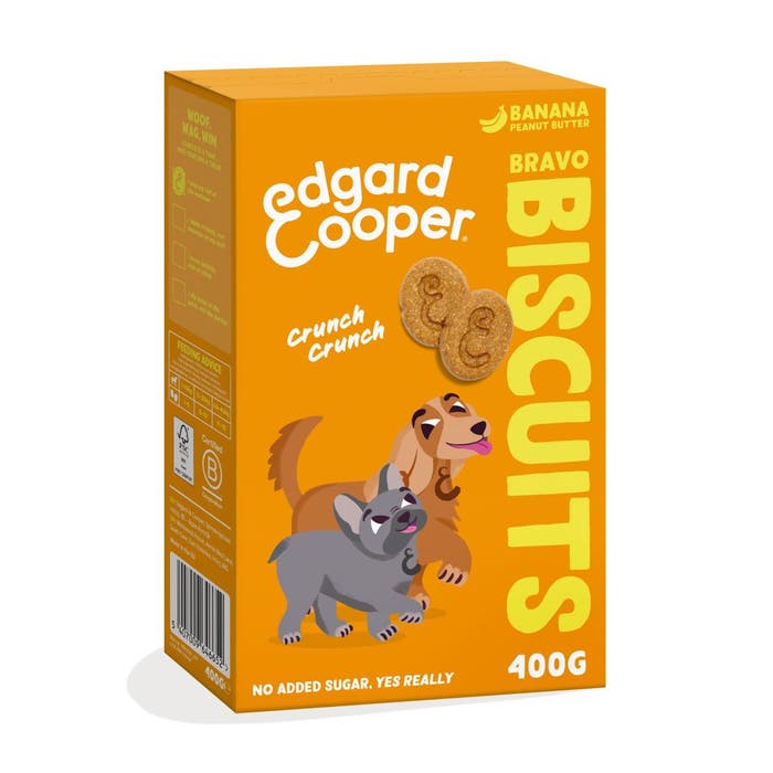 Edgard & Cooper Dog Treats Banana & Peanut Butter Bravo Biscuits 400g | Animed