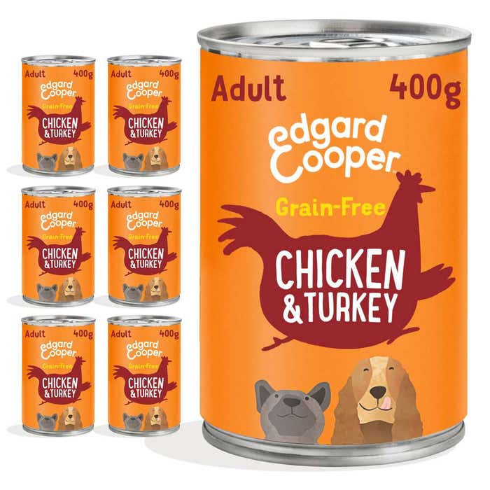 Edgard & Cooper Adult Wet Dog Food Chicken & Turkey 6x400g Cans | Animed