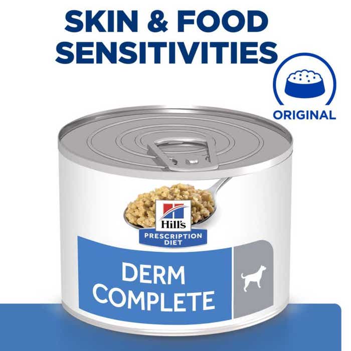 Hill's Prescription Diet Derm Complete Skin Care and Food Sensitivities Wet Dog Food 12x200g Can