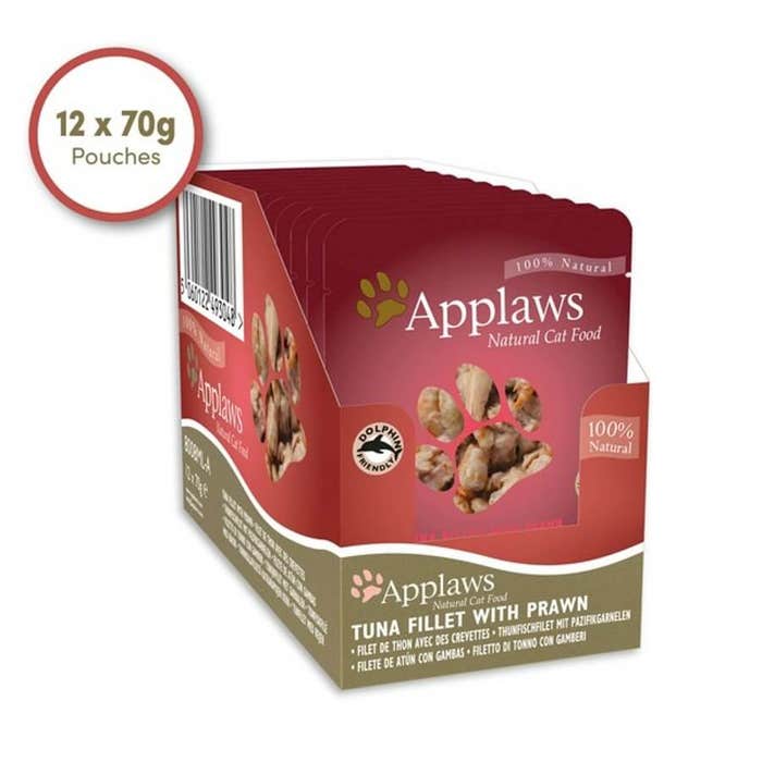 Applaws Natural Wet Cat Food - Tuna Fillet with Prawn 12x70g Pouches