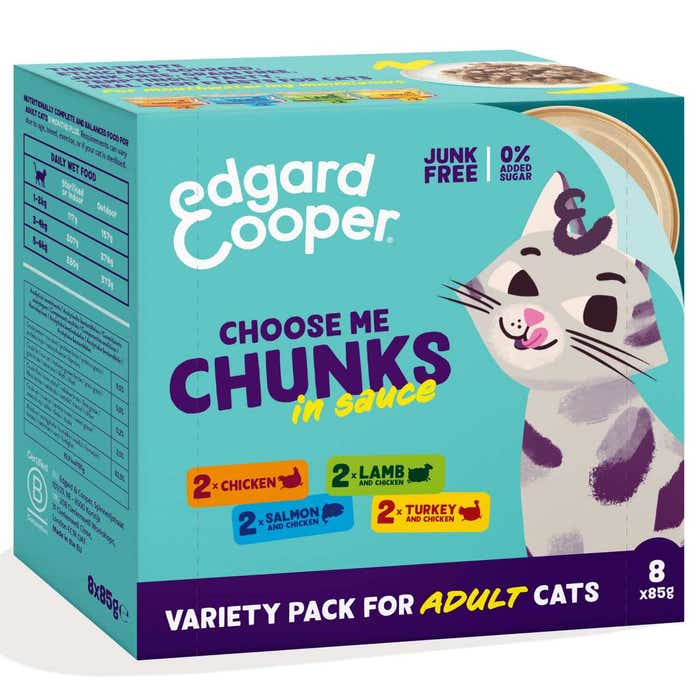 Edgard & Cooper Adult Wet Cat Food Chunks in Sauce Variety Pack 8x85g Cans | Animed