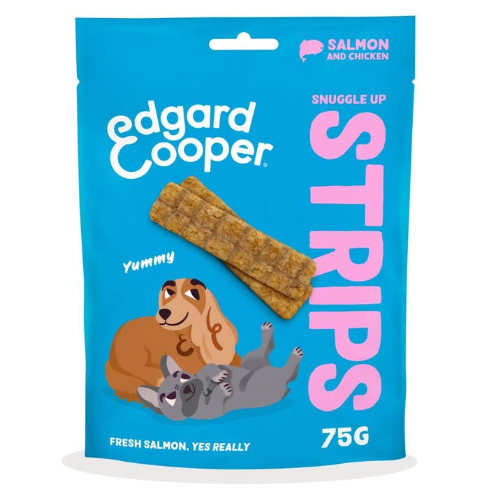 Edgard & Cooper Dog Treats Salmon & Chicken Snuggle Up Strips 75g | Animed