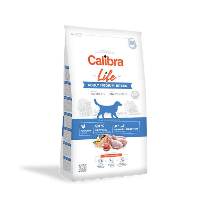 Calibra Life Adult Medium Breed Dry Dog Food with Chicken & Rice 12kg