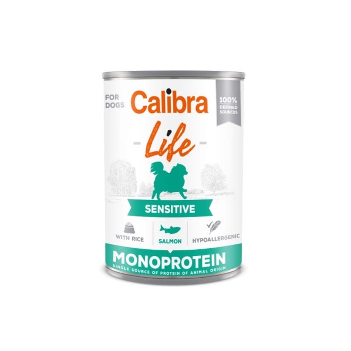 Calibra Life Sensitive Adult Wet Dog Food Salmon with Rice 6x400g Cans