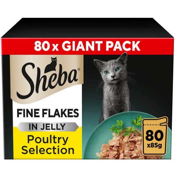 Sheba Fine Flakes Wet Cat Food - Poultry Collection In Jelly 80x85g Pouches