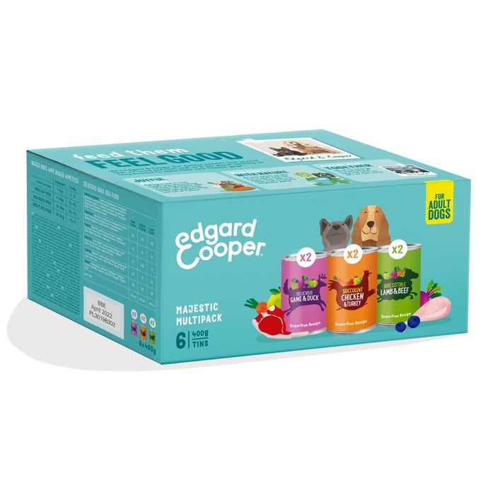 Edgard & Cooper Adult Wet Dog Food Variety Pack 6x400g Cans | Animed