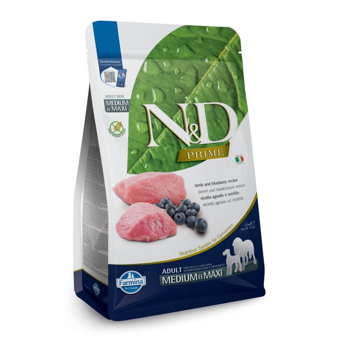 Farmina N&D Prime Med/Maxi Adult Dry Dog Food Lamb & Blueberry 2.5kg | Animed