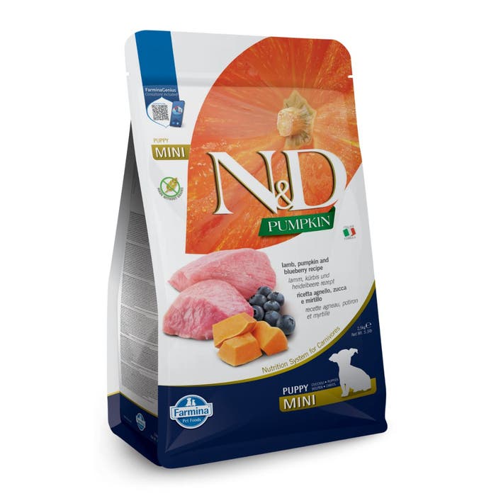 Farmina N&D Pumpkin Mini Puppy Dry Food Lamb & Blueberry 2.5kg | Animed