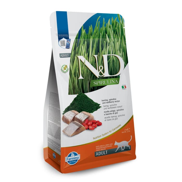 Farmina N&D Spirulina Adult Dry Cat Food Herring & Wolfberry 1.5kg | Animed