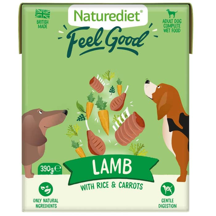 Naturediet Feel Good - Wet Dog Food with Lamb 18x390g Cartons