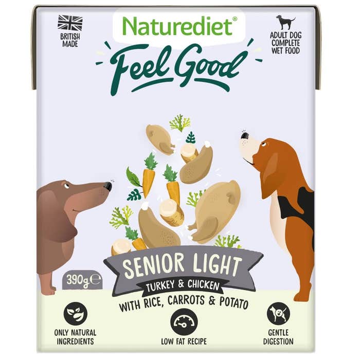 Naturediet Feel Good Senior Lite - Wet Dog Food with Turkey and Chicken 18x390g Cartons