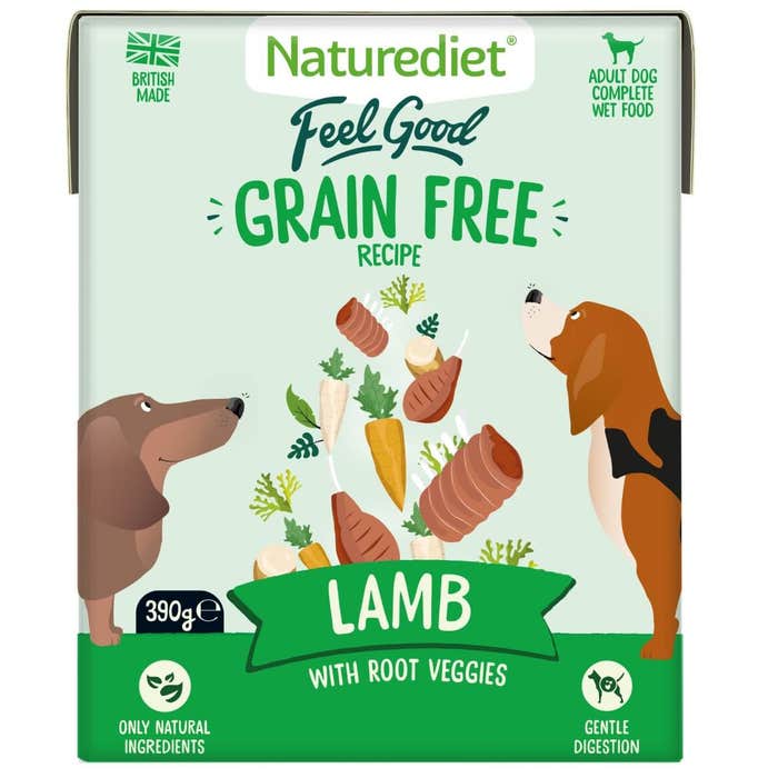 Naturediet Feel Good Grain Free - Wet Dog Food with Lamb 18x390g Cartons
