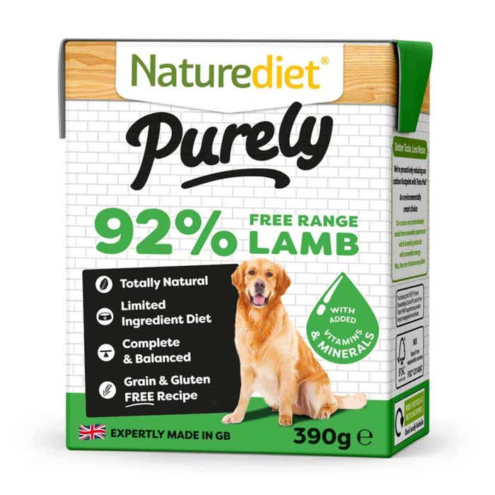 Naturediet Purely - Wet Dog Food with Lamb 18x390g Cartons