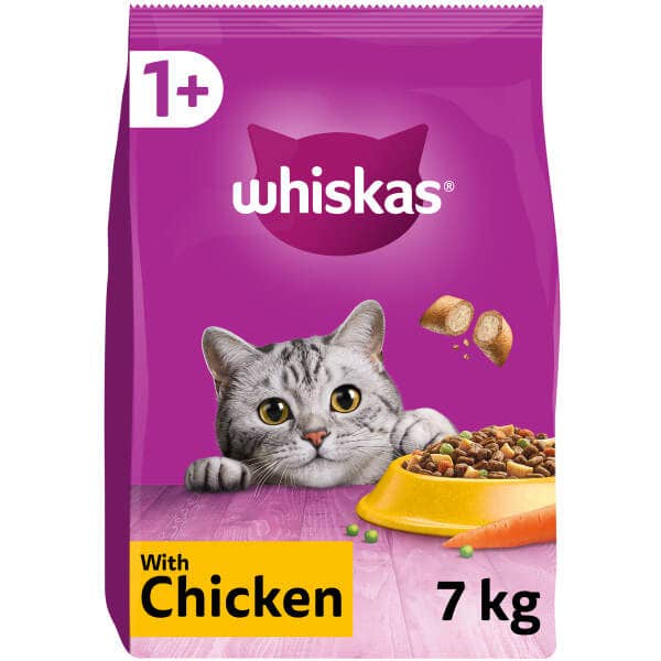 WHISKAS 1+ Complete Dry Cat Food - 7kg Chicken