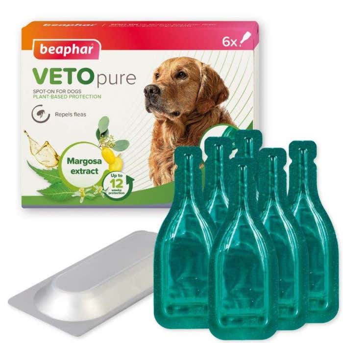 Beaphar VETOpure Plant-Based Protection Flea Spot-On for Dogs over 15kg - 6 Pipettes