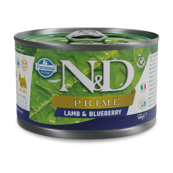 Farmina N&D Prime Mini Adult Wet Dog Food Lamb & Blueberry 6x140g Cans | Animed