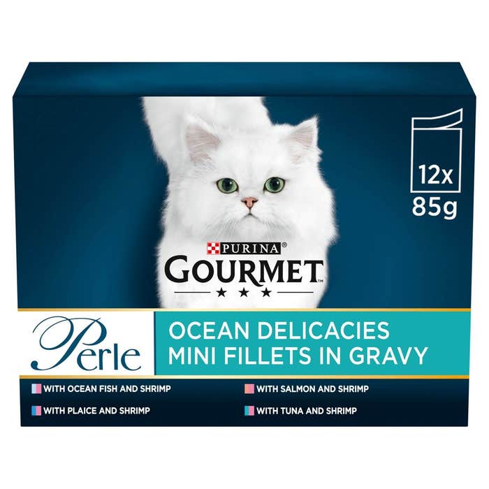 GOURMET Perle Wet Cat Food in Gravy Ocean Delicacies 12x85g Pouches