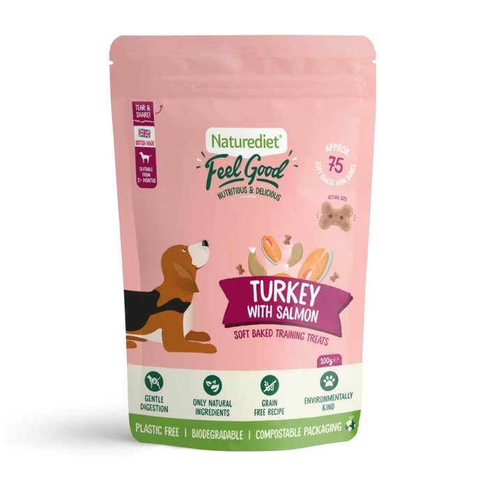 Naturediet Feel Good Soft Baked Dog Training Treats - Turkey with Salmon 100g