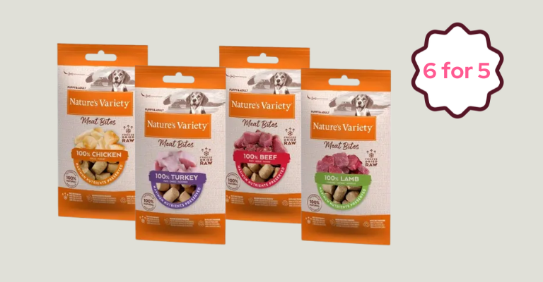 Get 6 for the price of 5 on Nature's Variety Dog Treats