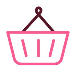 Outline of a pink shopping basket.